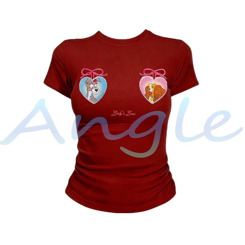 Angle Official เสื้อยืดยืดหยุ่นกระชับผู้หญิง สไตล์หวานน่ารัก แฟชั่นเสื้อผ้าผู้หญิงสไตล์เกาหลี T70 รูปที่ 9