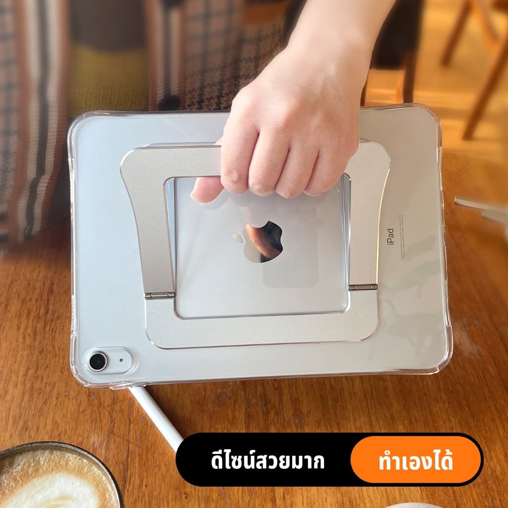 เคสใส iPad พร้อมขาตั้งโลหะซ่อนในตัว บางเบา กันกระแทก ปรับได้หลายมุม รองรับวาดรูป ดูหนัง ทำงาน mini6/7/8 Gen10/11 Air7/8 รูปที่ 3