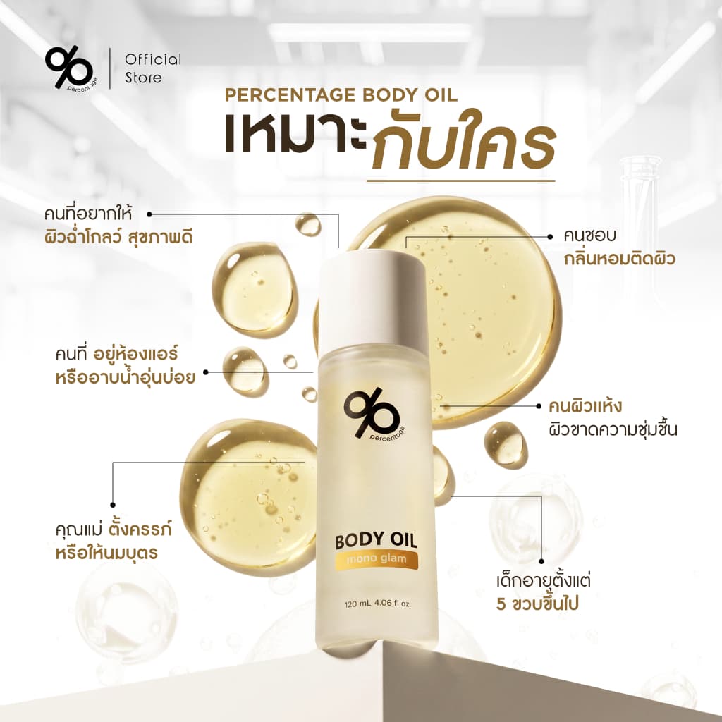 % PERCENTAGE BODY OIL 120 mL บอดี้ออย กลิ่นหอม บำรุงผิวกาย เนียนนุ่ม ชุ่มชื้น รูปที่ 2