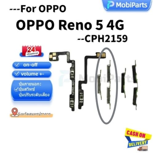 on-off+volume +- แพรปุ่มสวิตปิดเปิด ปุ่มเปิดปิดนอก ปุ่มเพิ่มเสียงนอก แพรเพิ่มเสียง สําหรับ OPPO Reno 5 4G CPH2159 รูปที่ 9