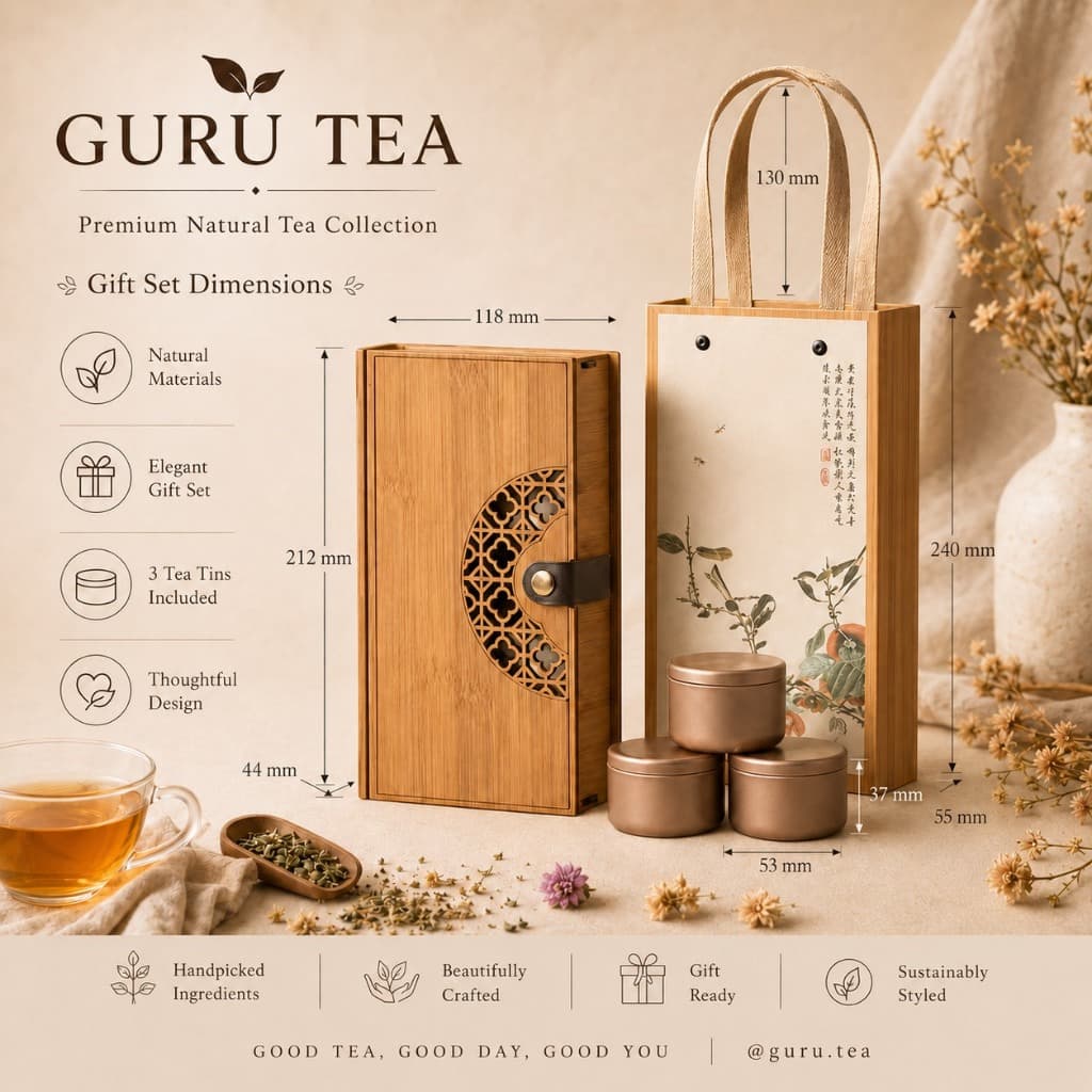 เซ็ตของขวัญ เซ็ตชา 3 / 6 ชนิด จากแบรนด์ guru tea ชามะลิ ชายอดน้ำค้างน้ำผึ้ง ชาหอมหมื่นลี้ ตัวขายดี รูปที่ 3