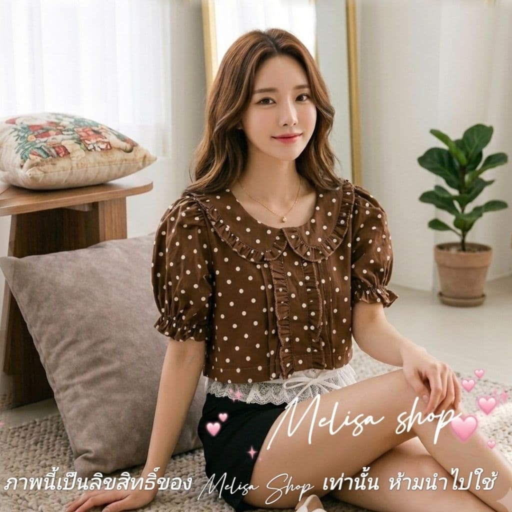 งานป้ายบน love story clothing เสื้อคอบัว เอวลอย เอวจั้มรูดปรับได้ รูปที่ 3