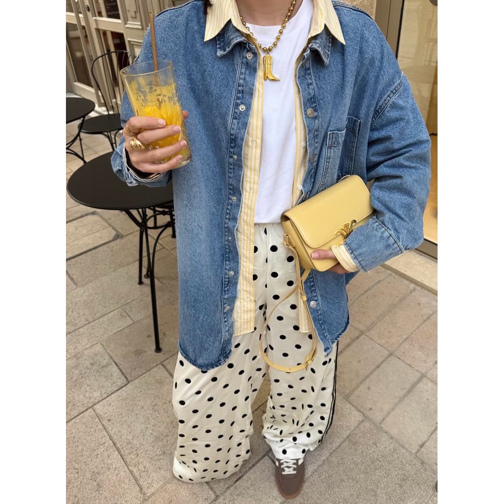 AD Polkadot pant " กางเกงขายาว พิมพ์ลาย ลวดลายจุด สีสัน ชัดเจน เนื้อผ้าดีมีน้ำหนักทรงสวยมากๆคะ รูปที่ 4