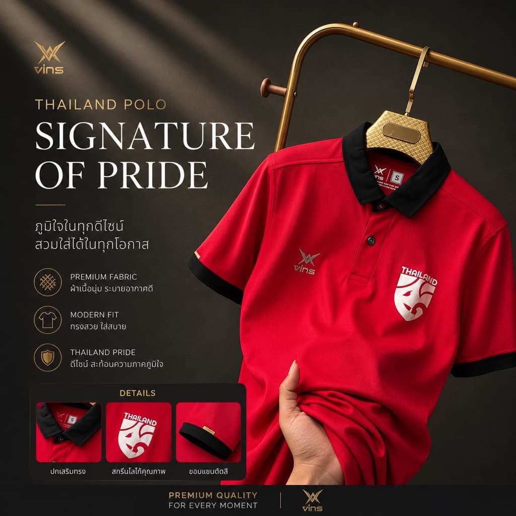เสื้อโปโลคอปก Vins 221Premium พร้อมใหม่เงิน เนื้อผ้านุ่มใส่สบาย มีหลายสีให้เลือก ไซส์ M-XXL รูปที่ 5