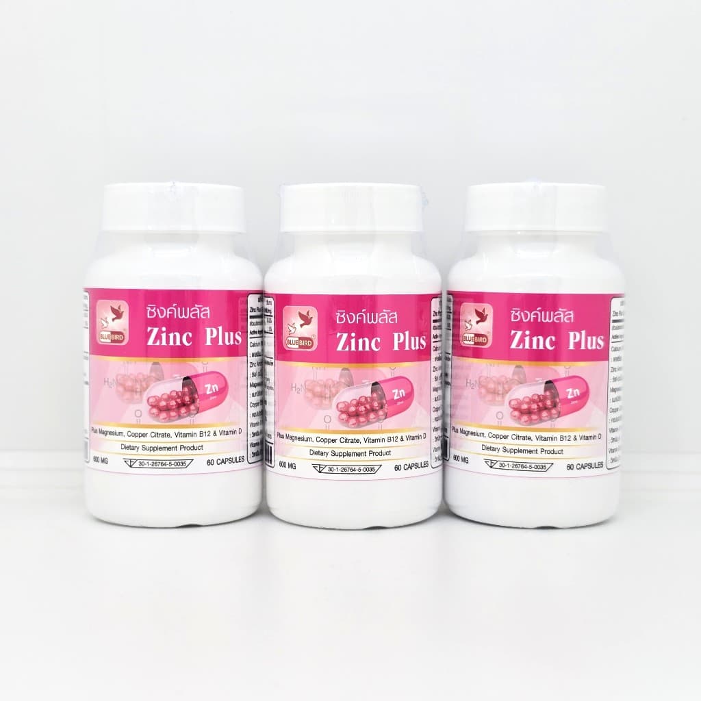ซิงค์ พลัส Zinc Plus ตรา บลูเบิร์ด ขนาด 600 มิลลิกรัม 60 แคปซูล รูปที่ 7