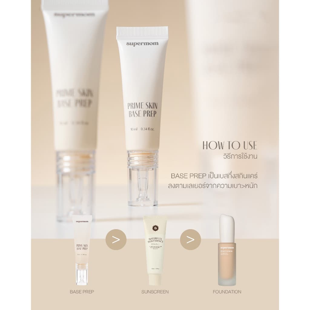 ถูก/แท้/มีไลฟ์ เบส Supermom Prime Skin Base Prep ซุปเปอร์มัม เบสกันบ้วน เมคอัพเบส ผิวเนียน ผิวโกลว์ ฉ่ำวาว ชุ่มชื้น รูปที่ 9