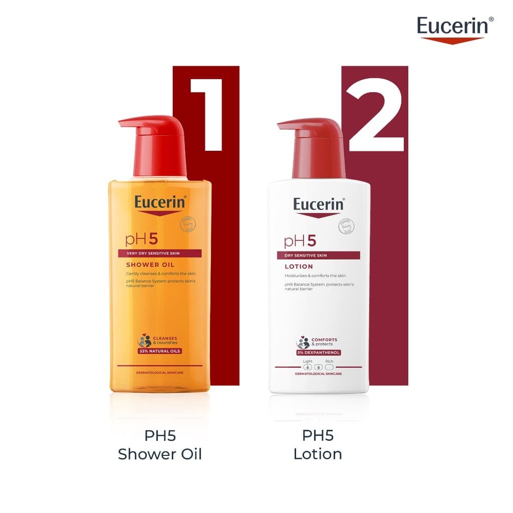 Eucerin pH5 VERY DRY SENSITIVE SKIN SHOWER OIL 400 ML ออยล์อาบน้ำผสมน้ำมัน สำหรับผิวแห้งมาก บอบบางแพ้ง่าย รูปที่ 9