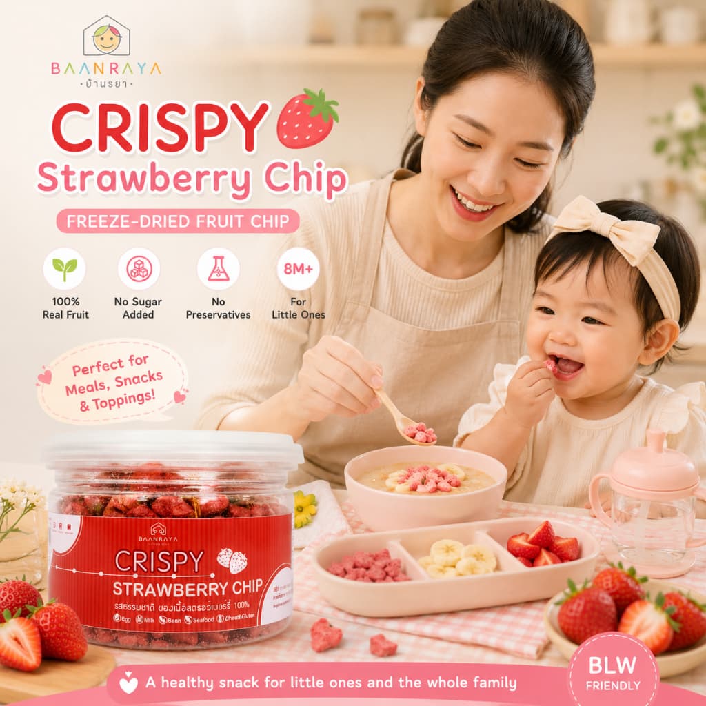 ตัวช่วยเด็กทานผลไม้ Crispy Fruit Chip 8M+ ขนมเด็ก ผักผลไม้ฟรีซดราย Finger Food BLW ไม่เติมน้ำตาล Baan Raya รูปที่ 4