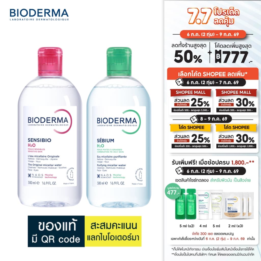 Bioderma ไมเซล่าคลีนซิ่งวอเตอร์ คลีนซิ่งผิวแพ้ ระคายง่าย + ผิวแพ้ง่ายเป็นสิวง่าย รูปที่ 1