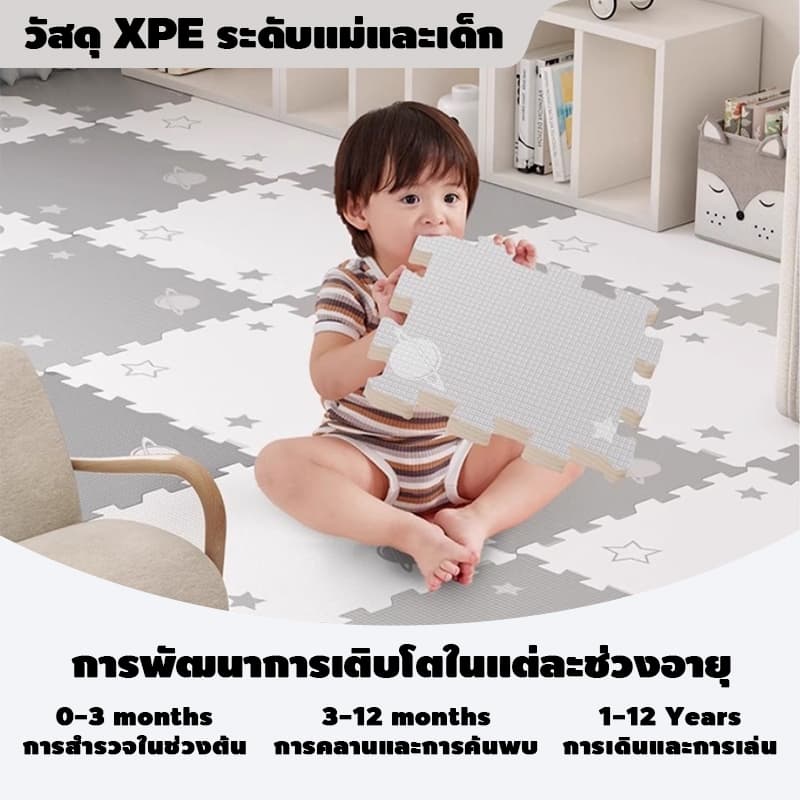 แผ่นรองคลานเด็ก XPE นำเข้า ปลอดสารพิษ นุ่มพิเศษ หนา 2 ซม. แผ่นโฟมแบบประสาน รูปที่ 4