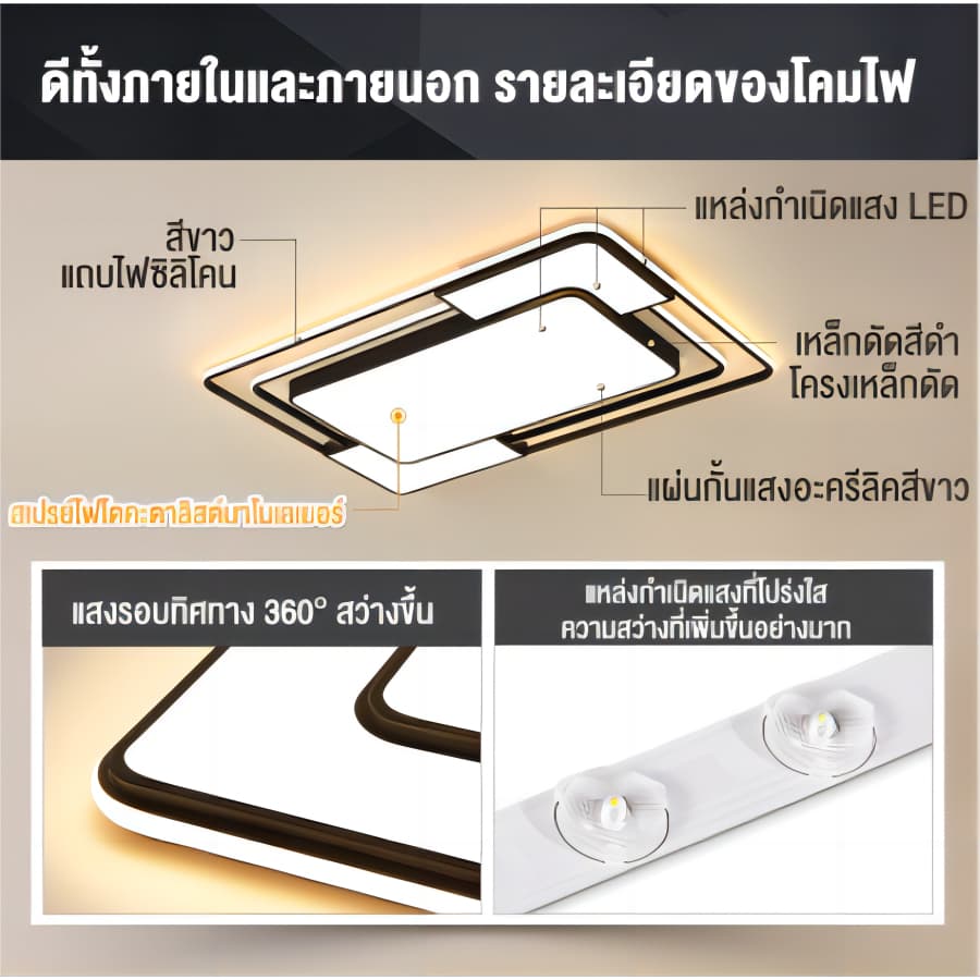 โคมไฟเพดาน led ไฟเพดานบ้าน ไฟเพดาน แสง 3สี และคูลไวท์ โมเดิร์นโคมไฟเพดานโคมไฟระย้าโคมไฟเพดานสร้างสรรค์บ้านตกแต่งแส รูปที่ 5