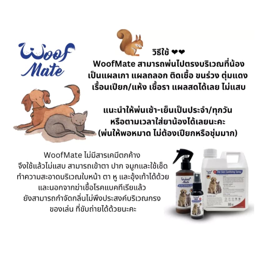 สเปรย์ที่สัตวแพทย์แนะนำ WoofMate มี 2 ขนาด 30 มล.เเละ 200 มล.สเปรย์ฆ่าเชื้อบนผิวหนังสัตว์เลี้ยง รูปที่ 2