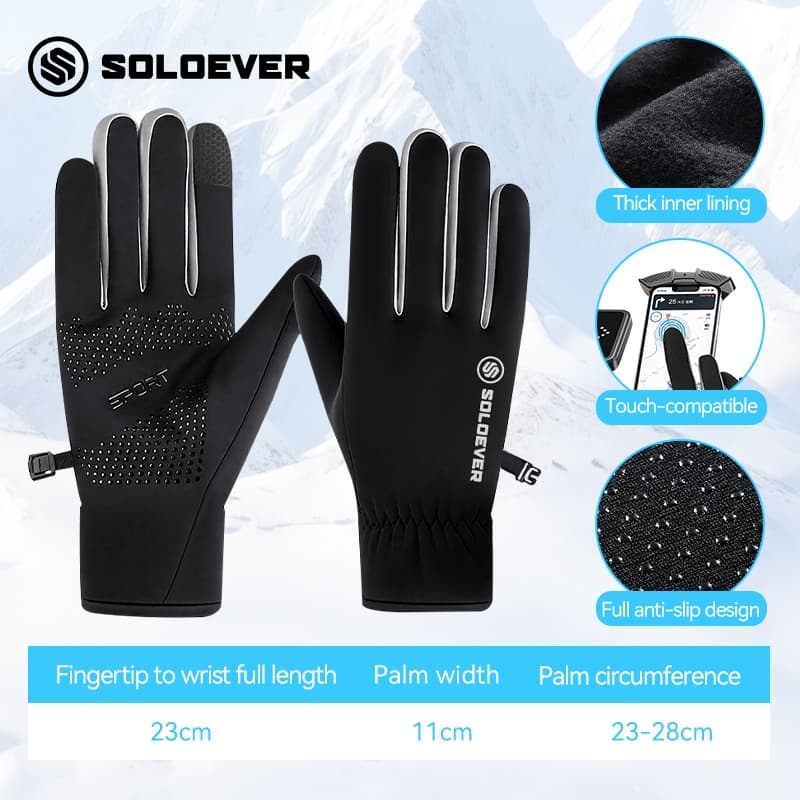 SOLOEVERถุงมือมอเตอร์ไซค์ กันลม กันน้ำ ถุงมือขี่บิ๊กไบค์ กันลื่นสุดๆ ใส่ใช้งานหน้าจอสัมผัสได้ กันหนาว ถนอมมือ รูปที่ 7