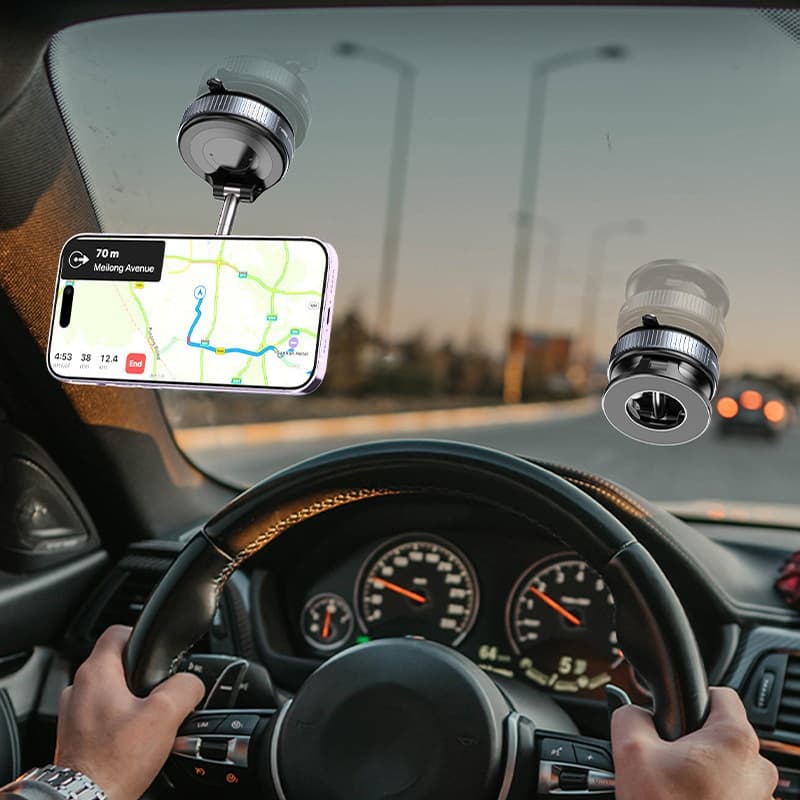 ขาตั้งโทรศัพท์แม่เหล็กหมุนได้ 360 ° ที่วางโทรศัพท์มือถือแม่เหล็กสูญญากาศ พับเก็บ/ยืดหดได้ ปรับสามแกน แรงแม่เหล็กสูง รูปที่ 8