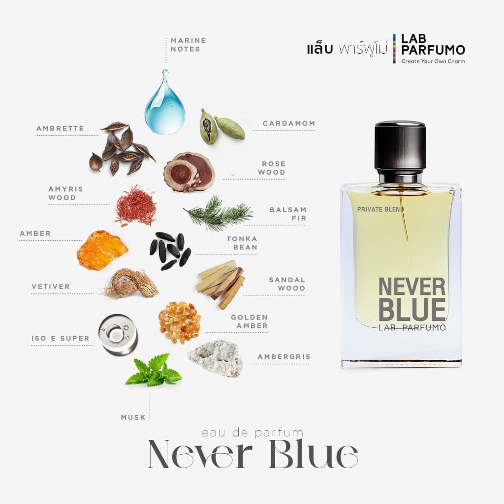 LAB PARFUMO Never Blue น้ำหอมผู้ชาย กลิ่นสดชื่น อะโรมาติก รูปที่ 5