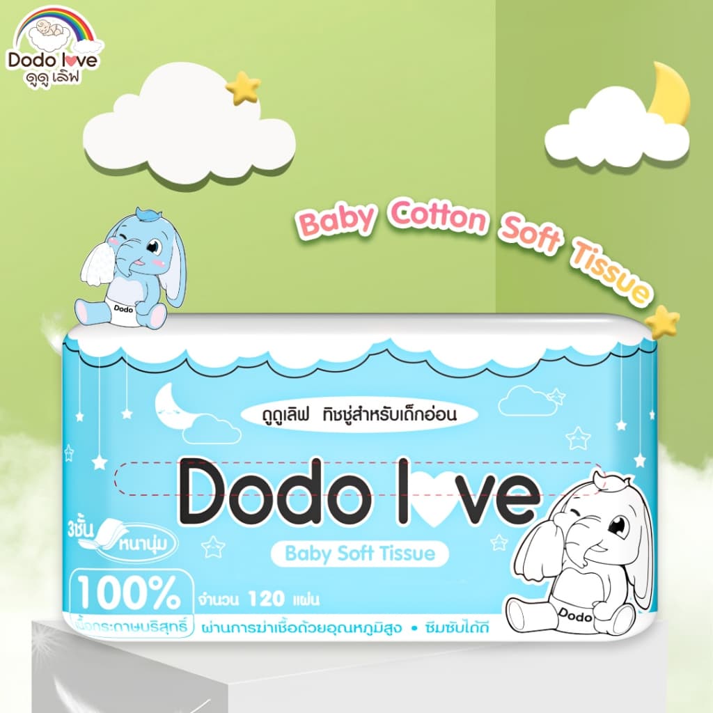ส่งด่วน แพ็ค 6 ชิ้น กระดาษทิชชู่ Baby Cotton Soft Tissue ทิชชู่ สำหรับเด็กอ่อน หนานุ่ม 3 ชั้น รูปที่ 2