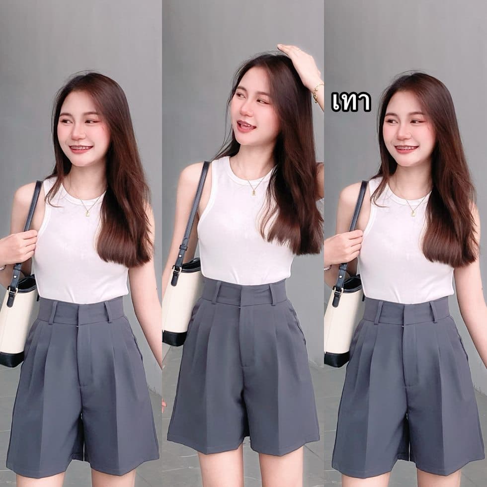 กางเกงขาสั้นสำหรับสาวสะโพกใหญ่ ยาว 17 นิ้ว ขอบเอวสูง 2 นิ้ว ช่วยเก็บหน้าท้อง รูปที่ 7