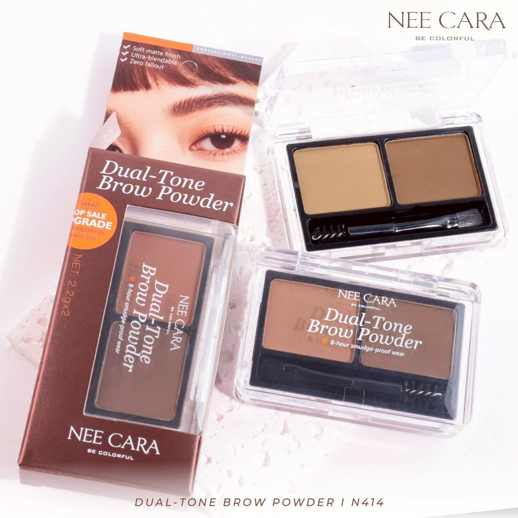 N414 BROW POWDER คิ้วฝุ่นดูโอ้2สี เขียนง่าย ติดทน รูปที่ 2