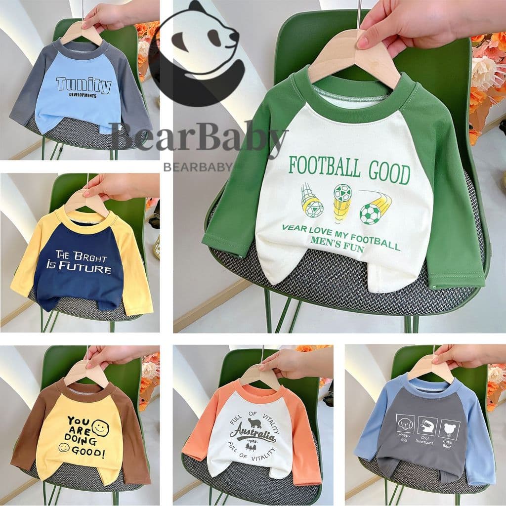 เสื้อยืดแขนยาวเด็ก เสื้อแขนยาวเด็ก ผ้านุ่ม ใส่สบาย พิมพ์ลาย มีหลายสีให้เลือก รูปที่ 1