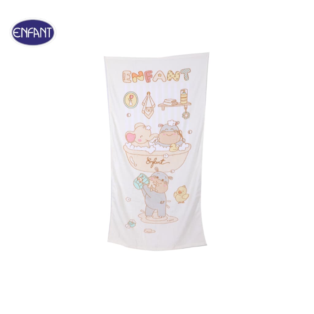 ENFANT ผ้าขนหนู ลายน้องฮิปโป สีครีม ขนาด 15x30 นิ้ว รูปที่ 2