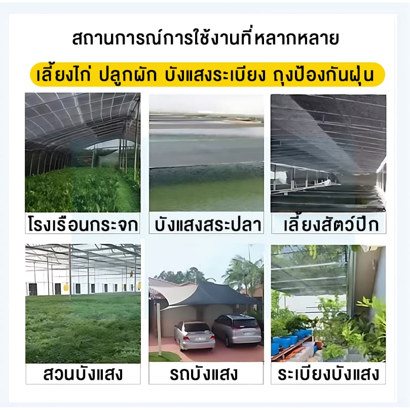 ตาข่ายกรองแสง สแลนกันแดด 2x50m 2x100m สแลนกรองแสง ผ้ากรองแสง สแลน แสลนบังแดด สแลนพรางแสง ผ้าสแลนกันแดด เย็บ 4 เข็ม สามเข รูปที่ 6