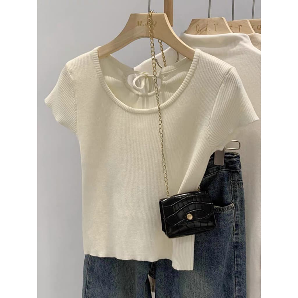 เสื้อยืดแฟชั่น เสื้อยืด เสื้อครอปน่ารัก 6สี 57037 รูปที่ 8