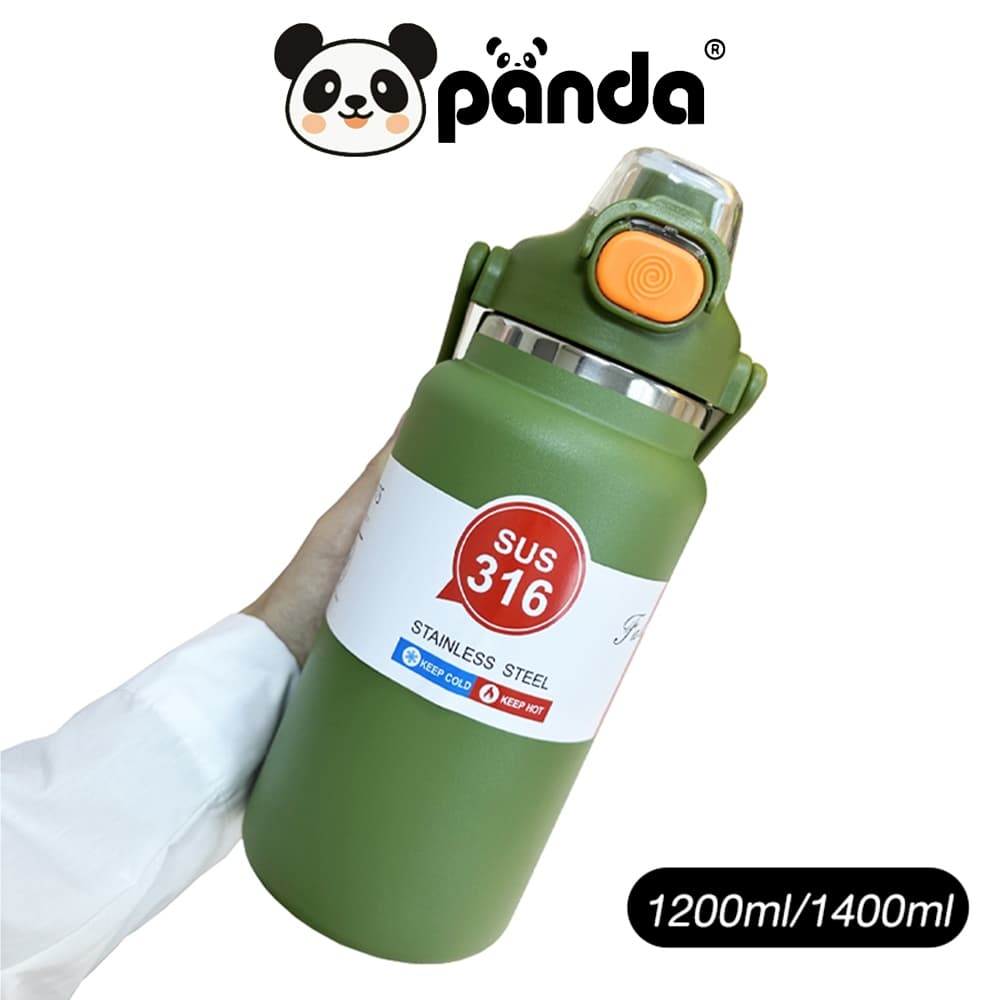 PANDA กระบอกน้ำเก็บอุณหภูมิร้อน-เย็น 1200/1400ml สแตนเลส316 กระติกน้ำสแตนเลสเกรด เก็บเย็นยาวนานข้ามวัน ฝากันหก100% รูปที่ 1