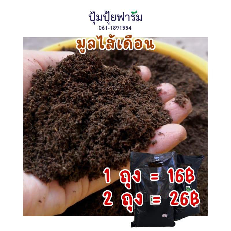 มูลไส้เดือน ร่อนสดใหม่ ทุกถุง vermicompost ขนาด 1 กก. kg รูปที่ 1