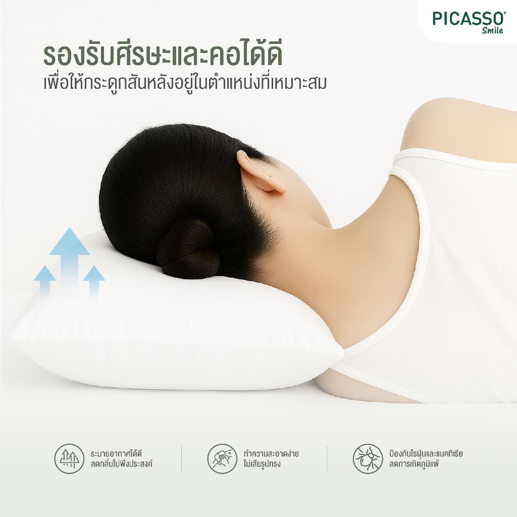 Smile by Picasso หมอนหนุนอีโค่กรีน ไฟเบอร์ 2 ใบ รูปที่ 3