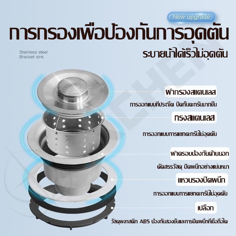 2025รุ่นใหม่หนาขึ้นSUS304ซิงค์ล้างจาน สแตนเลส304 ไม่เป็นสนิม 100% ไม่ขึ้นสนิม ไม่ไม่เสียรูปทรง ห้องครัว ซิ้งล้างจานถูก รูปที่ 8