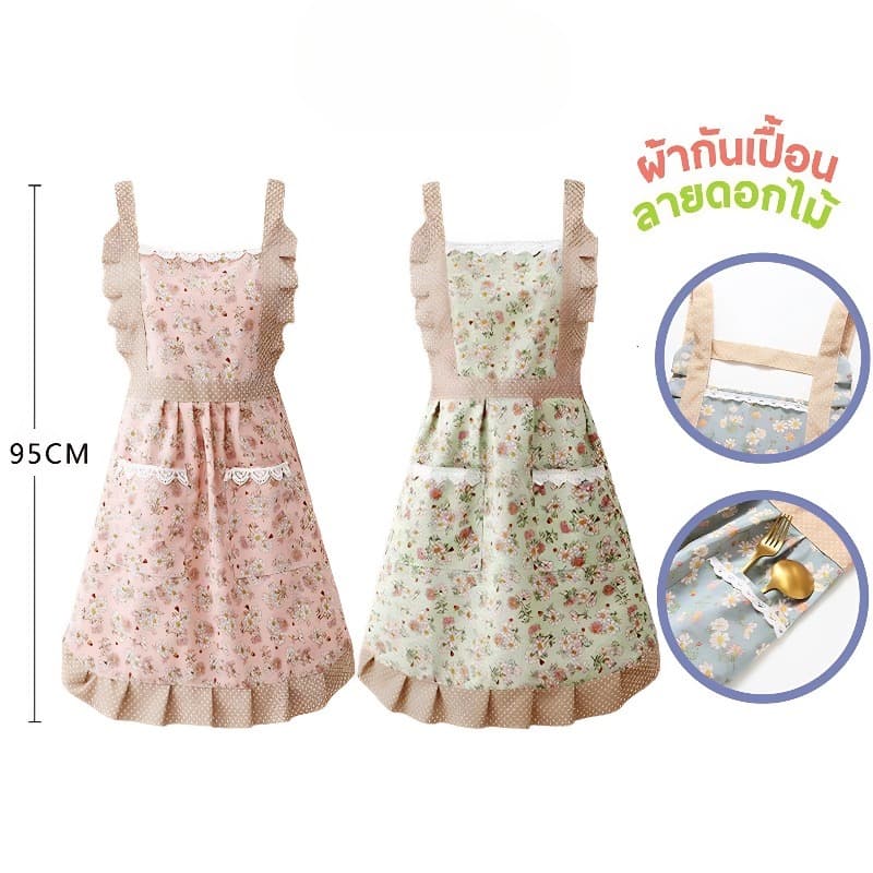 ครัว กันเปื้อน/ผ้าใบดอกไม้สําหรับผู้หญิงผ้า,ผ้ากันน้ํา,ห้องครัวในครัวเรือนทําอาหารผ้า รูปที่ 8