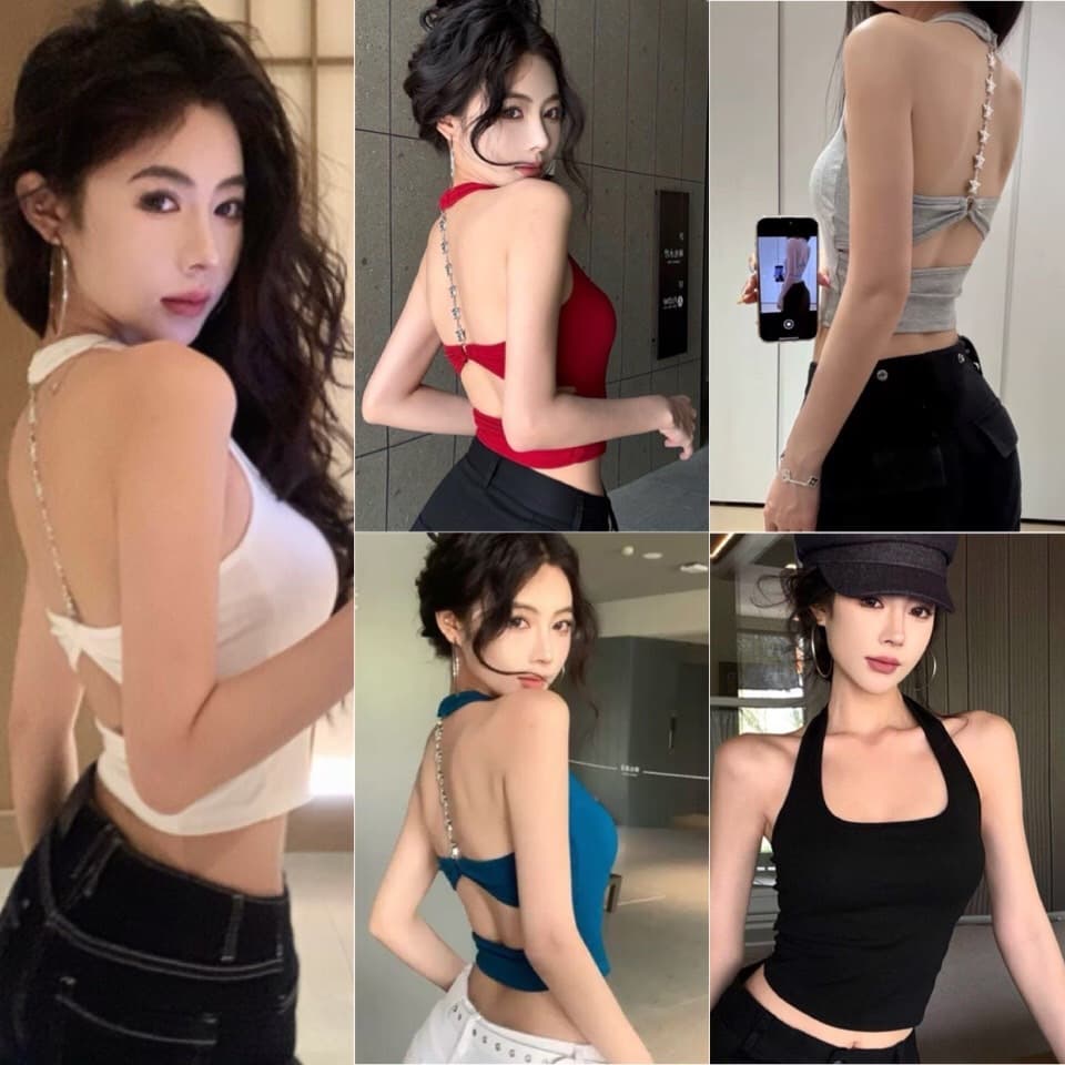 เสื้อกล้ามโซ่ลายดาวด้านหลัง ฟองน้ำในตัว แต่งลายดาวด้านหลัง มี 5 สี รูปที่ 1