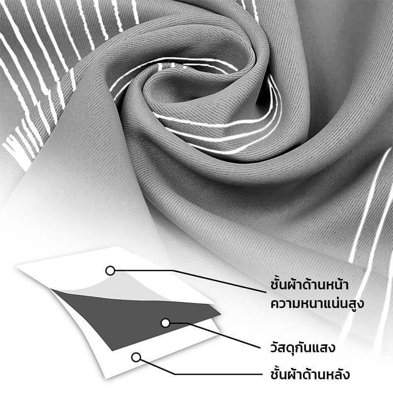 FM New ผ้าม่านประตู ผ้าม่านหน้าต่าง สำเร็จรูป กันแสง ปั้มห่วงตาไก่ รูปที่ 3
