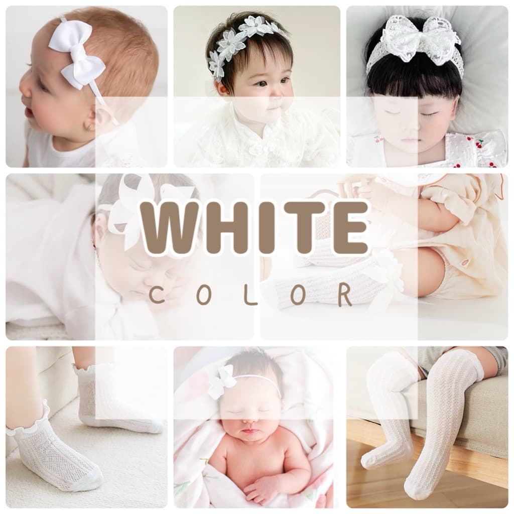 คาดผม ถุงเท้า กิ๊บ เด็กอ่อน White color รูปที่ 1