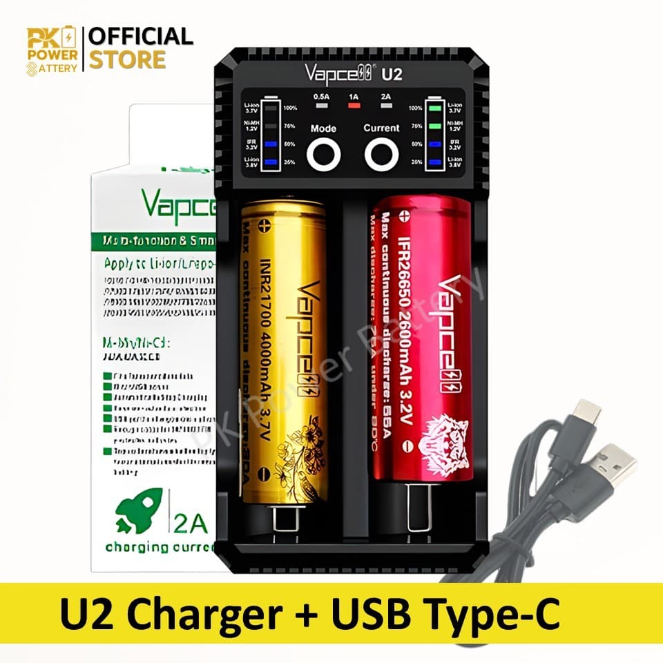เครื่องชาร์จ Vapcell U2 ชาร์จแรงสูงสุด 2A รูปที่ 1