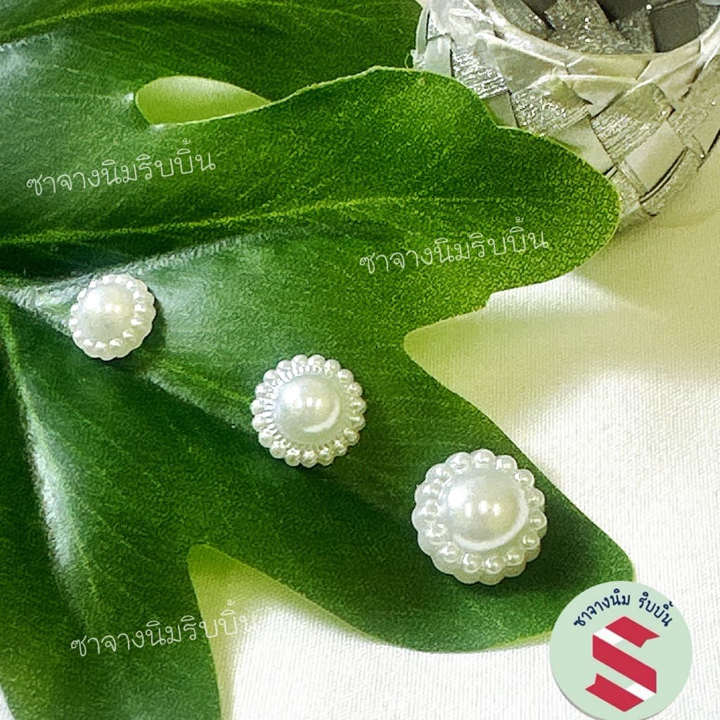 มุกล้อมครึ่งซีกจำนวน100ชิ้นติดโบว์ดำและงานเหรียญโปรยทานขนาด 8,10,12มิล รูปที่ 5