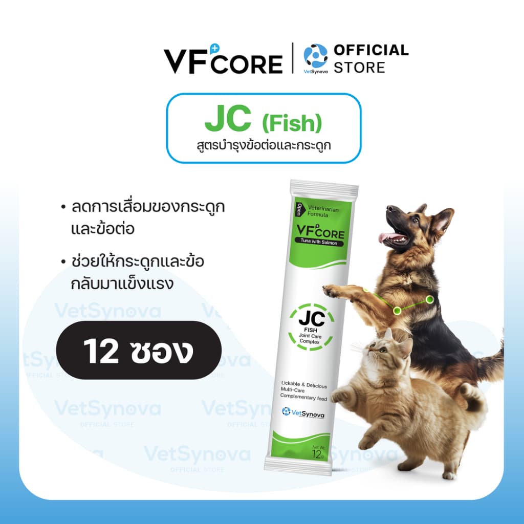 VFcore JC Fish วิตามินแมวเลียบำรุงข้อ สูตรเนื้อปลา 12 ซอง รูปที่ 1