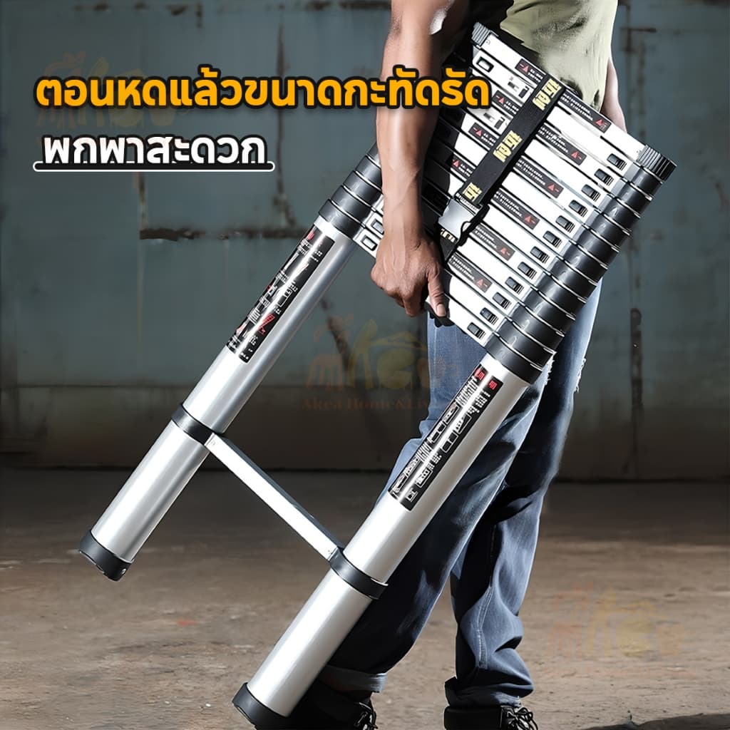บันได บันไดพับได้ บันไดสแตนเลส บันไดช่าง รับน้ำหนักได้ 500KG ความยาว1.9-6เมตร ยืดหดได้ พกพาสะดวก แข็งแรงไม่โยก ทนทาน รูปที่ 4