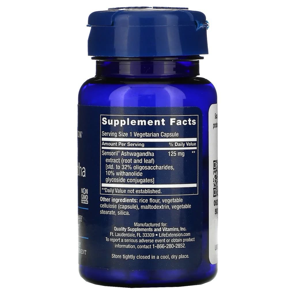 Life Extension, Optimized Ashwagandha, 60 Vegetarian Capsules โสมอินเดีย รูปที่ 3
