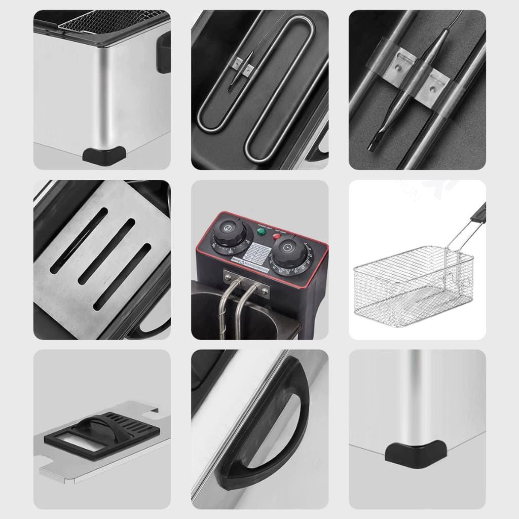 เตาทอดไฟฟ้า 3.5 ลิตร 2000W การให้ความ ร้อนด้วยอุณหภูมิคงที่ เพื่อการพาณิชย์ หม้อ ทอดเฟรนฟรายน์ Commercial deep fryer รูปที่ 9