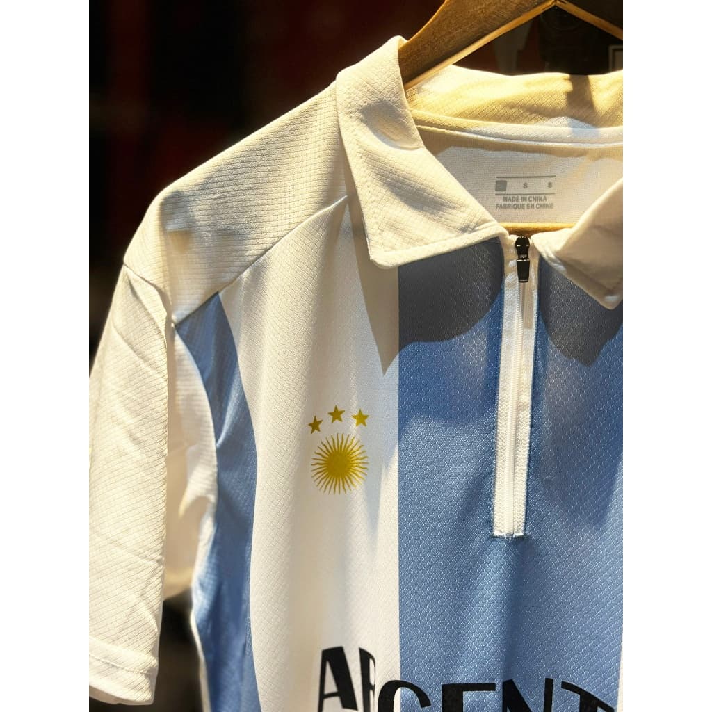 เสื้อกีฬาฟุตบอล สีขาวฟ้า คอซิบ ทรง OVERSIZE สำหรับออกกำลังกายและกีฬา Sport ขนาด M-4XL รูปที่ 6