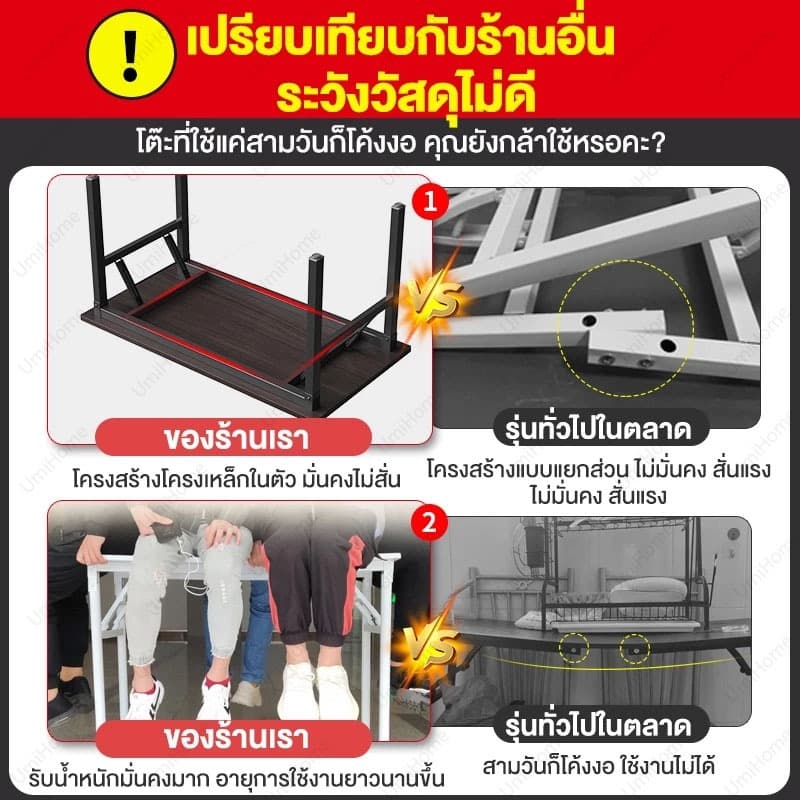 โต๊ะพับ โต๊ะพับอเนกประสงค์80/100/120CM ขาเหล็ก โต๊ะพับพกพา โต๊ะทำงานไม้ พับได้ไม่ต้องประกอบ !! รูปที่ 7