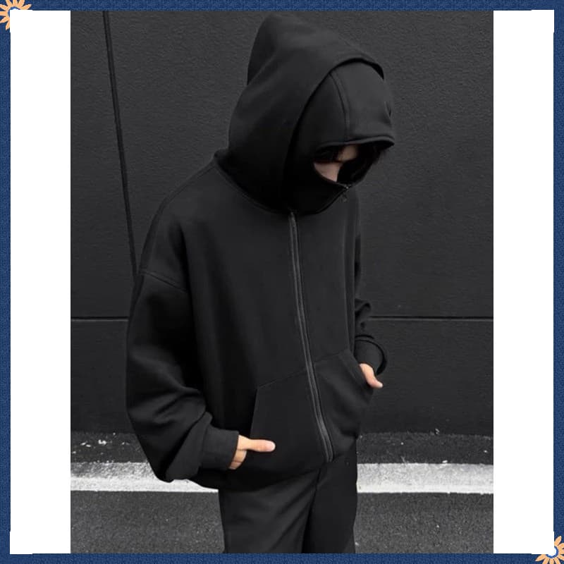 CODเสื้อฮู้ดนินจาHoodie with 2 Balaclava Face Covers, Unisex Hoodie in Non-Ruffled กันหนาวและป้องกันแสงแดด เสื้อฮู้ด รูปที่ 8