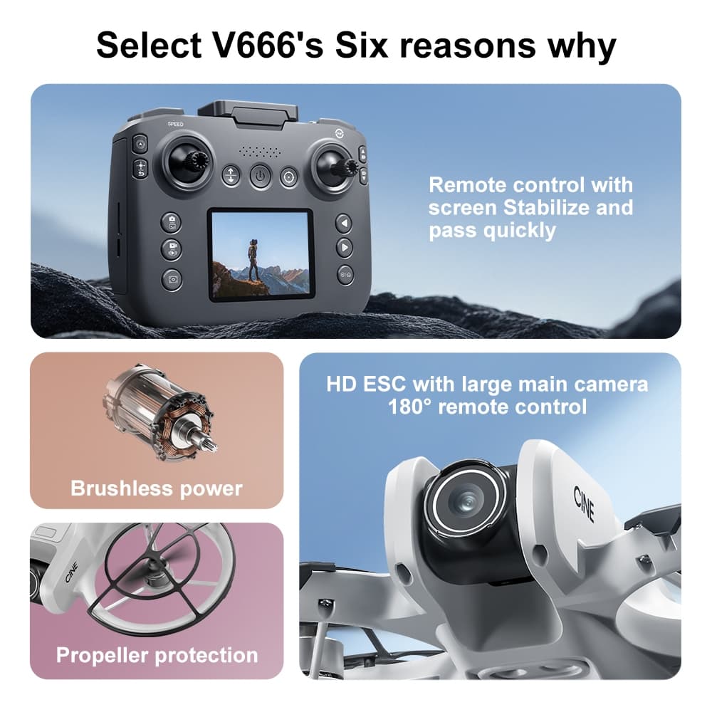 2026DJI ระดับ drone V666 โดรน drons หลบสิ่งกีดขวางได้ 360°โดรน Brushless โดรมบังคับ รีโมทพร้อ รูปที่ 2