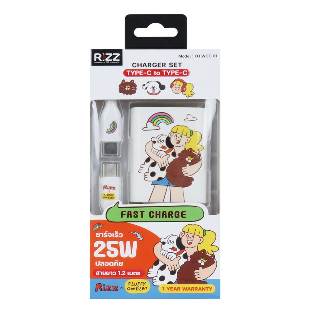Rizz Fluffy 2in1 Charger Set 25W ชุดชาร์จลิขสิทธิ์แท้ลาย Fluffy omelet รุ่น FO-WCC-01 รูปที่ 6