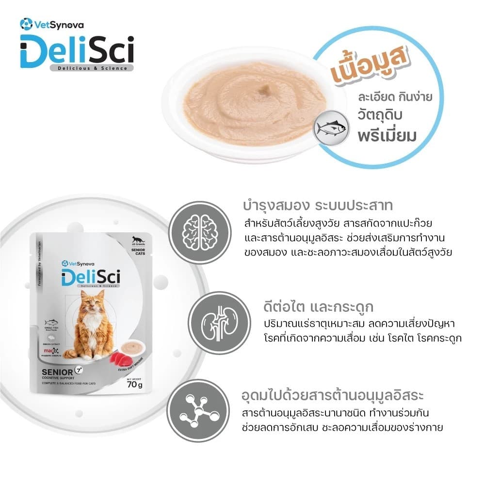 DeliSci อาหารเปียกแมว-สุนัข เนื้อมูส สูตร Complete and Balanced ขนาด 70-80 กรัม รูปที่ 4