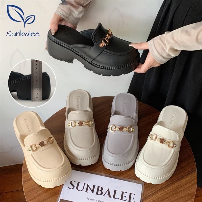 SHO-SUNX88รองเท้าพื้นนิ่ม สไตล์เกาหลีน้ำหนักเบา รองเท้าแฟชั่น รองเท้าเสริมส้น สูง 7 cm. ส้นสูง วัสดุยาง สีพื้นน่ารัก รูปที่ 2