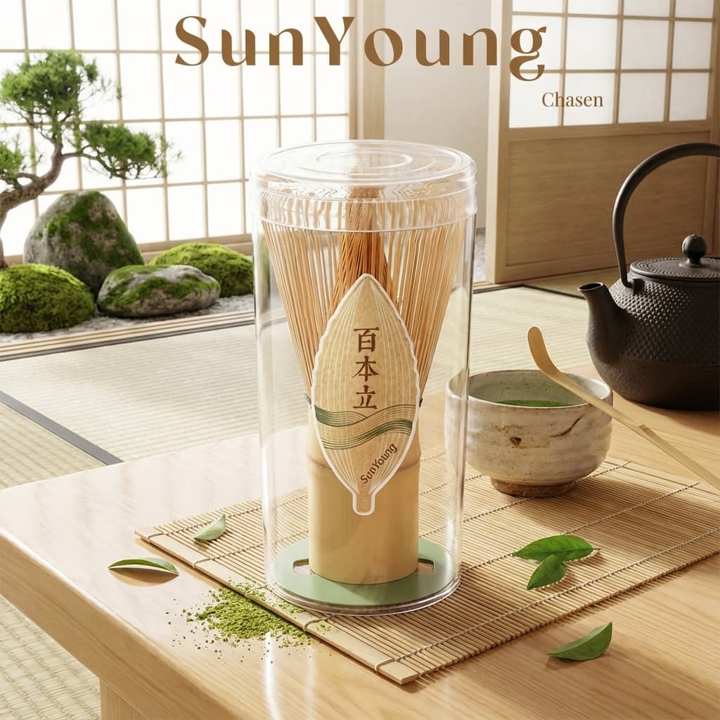 Matcha Whisk Chasen ชาเซ็นไม้ไผ่แท้ 100 เส้น SunYoung แปรงมัทฉะ อุปกรณ์ชงชาแบบไม้ไผ่ แปรงคนมัทฉะ แปรงชาเขียว รูปที่ 1