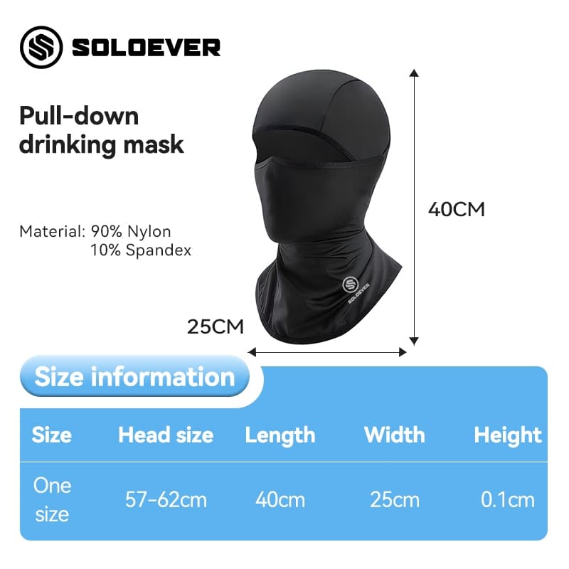 SOLOEVER หน้ากากเต็มหน้าขี่จักรยาน ผ้าบัลาคลาวาตาข่าย–ระบายอากาศได้ดี ป้องกันแสงแดด กันลมและกันฝุ่น รูปที่ 9