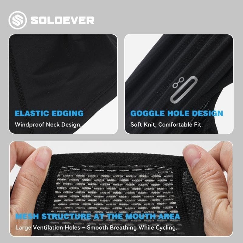 SOLOEVER หน้ากากเต็มหน้าขี่จักรยาน ผ้าบัลาคลาวาตาข่าย–ระบายอากาศได้ดี ป้องกันแสงแดด กันลมและกันฝุ่น รูปที่ 2